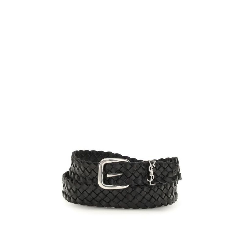 Saint Laurent Black Calf Leather Bos Taurus Regular Men's Belt - Picture 1 of 2